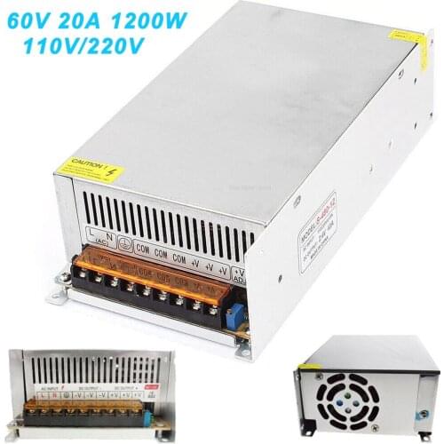 60V 20A 1200W LED Driver Switching Power Supply AC 110V/220V Monitoring Power Supply Industrial Power Transformer for LED Light