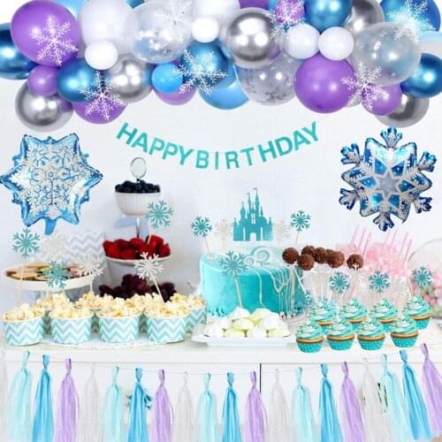 61Pcs Ice And Snow World Latex Balloon Birthday Party Decoration Balloon Combination Supplies Garland Arch Set Decoration