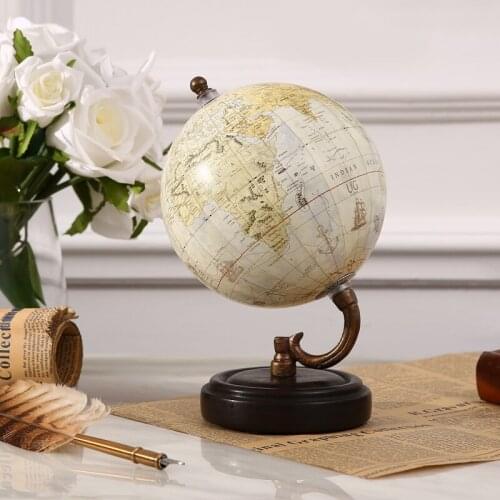 American retro creative wood globe ornaments Home Furnishing study desk ornaments business gifts