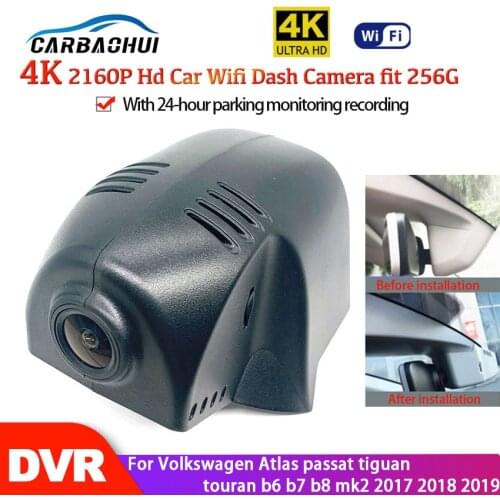 4K Car Wifi DVR Camera Dash Cam 24H HD 2160P Night Vision For Volkswagen Atlas passat tiguan touran b6 b7 b8 mk2 2017 2018 2019