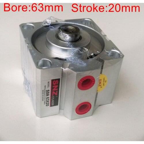 Bore 63mm Stroke 20mm Pneumatic Compact Cylinder SDA63X20