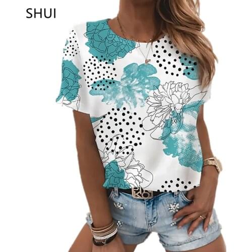 3D Floral Print T-shirt Summer New Fashion Casual O-neck Short-sleeved Shirt Streetwear Plus Size Female 6XL Ladies T-shirt