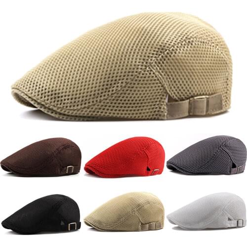 Fashion Men Women Flat Cap Mesh Summer Golf Driving Sun Beret Cabbie hat Breathable French Style 7 colors