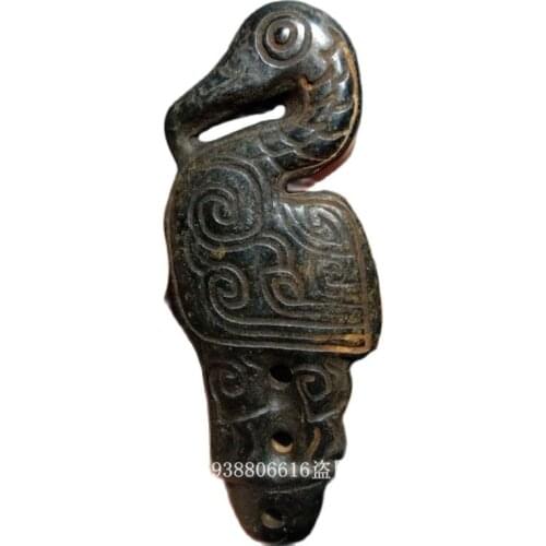 Chinese Old Red mountain culture collection iron Meteorite carved eagle PENDANT