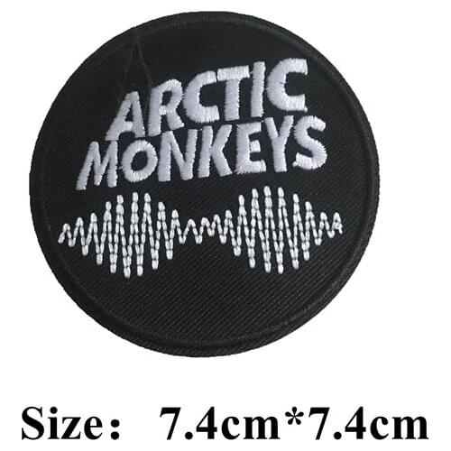 Round ARCTIC MONKEYS Embroidered Iron on Patches for Clothes Letters Embroidery Appliques Sewing DIY 10 pieces/lot