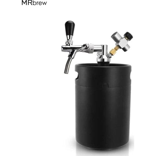 2L Beer Barrel Mini Keg,Beer Growler,Stainless Steel Beer Dispenser,Portable For Homebrew/Party/Picnic (Powder Coat Black Matte)