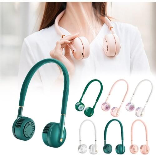 Mini Usb Portable Fan Hands-free Neck Fan Rechargeable Battery Small Portable Sports Fan 2400ma Hand Air Conditioner Cooler#G