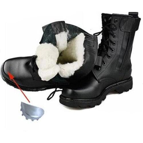 Men Winter Steel Toe Safety Boots Leather Military Boots Russian Warmest Natural Wool Men Snow Boots Motorcycle Boots