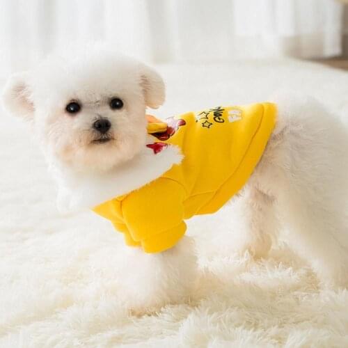Soft Plush Warm Fore-legged Star Coat Clothing Dog Cat New Year Hoodie All-match Outdoor Jacket Under The Red Winter Festival