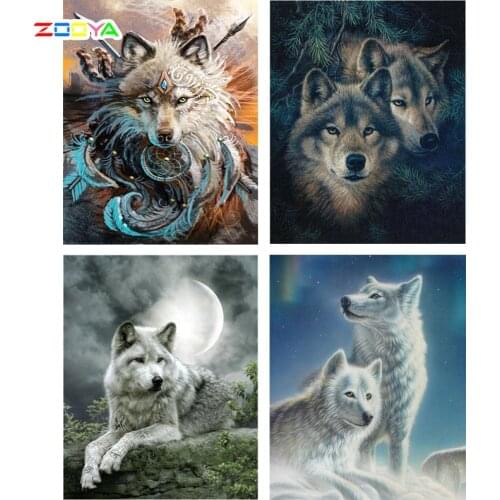 Zooya Family Diamond Painting Wolf Diamond Embroidery Rhinestones Painting Cross Stitch Embroidery Diamond Mosaic Gift Jq644