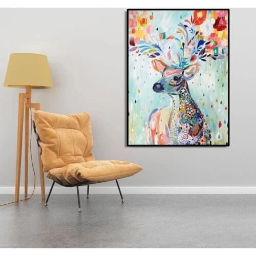 Painting By Numbers Cartoon Cute Deer Paint Kits Oil Painting Number Canvas Pictures Painting Unique Gift for Living Room