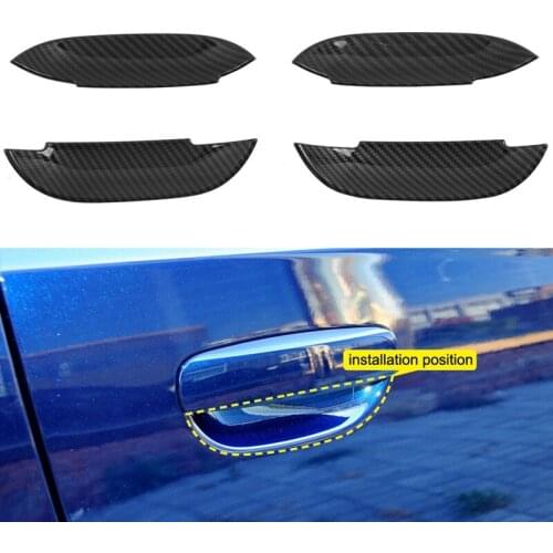NEW-for Dodge Charger 2015-2020 ABS Carbon Fiber Exterior Door Handle Bowls Protector Cover Trim Molding 4Pcs