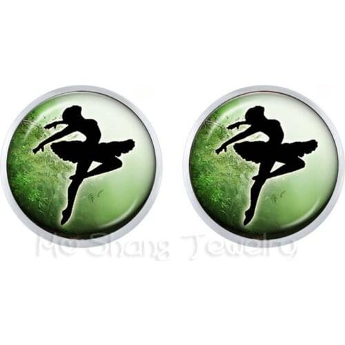 New Trendy Stud Earrings 12mm Glass Dome Cabochon Charm Earrings For Women Ballet Dancer Wonderful Gifts