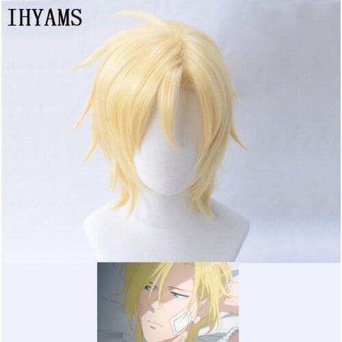 Anime Banana Fish Ash Lynx Wigs Aslan Jade Callenreese Golden Cosplay Wig Heat Resistant Cosplay Wig+ Wig Cap
