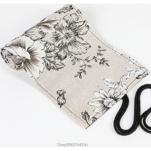 Peony 12/24/36/48/72 Holes Canvas Roll Pen Curtain Pencil Bag Case Makeup Wrap Holder Storage Pouch N12 20 Dropship