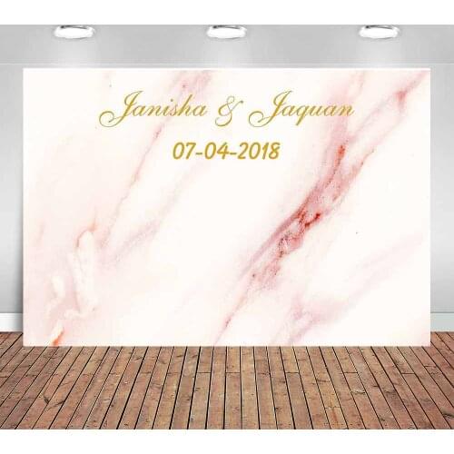 Custom Wedding Party Backdrop Bridal Shower Banner Pink Marble Texture Birthday Portrait Background Poster Table Wall Decoration