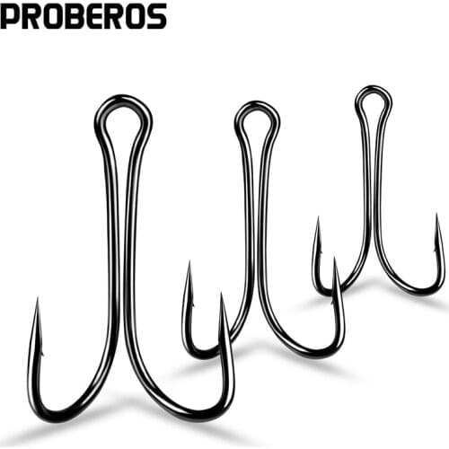 PROBEROS 500pcs/lot Double Hooks 6-4-2-1-1/0-2/0-3/0-4/0# Fishing Hooks Fly Typing Duple Hooks Jig Bass Fishhooks Fishing Tackle