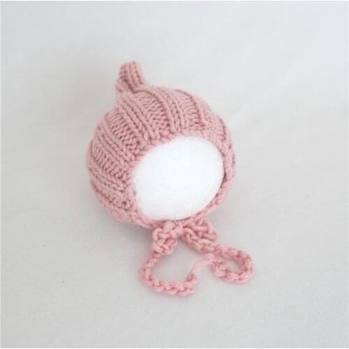 Newborn Baby Pink Bonnet Knit Cotton Hat Photography Props Baby Sleep Hat Props