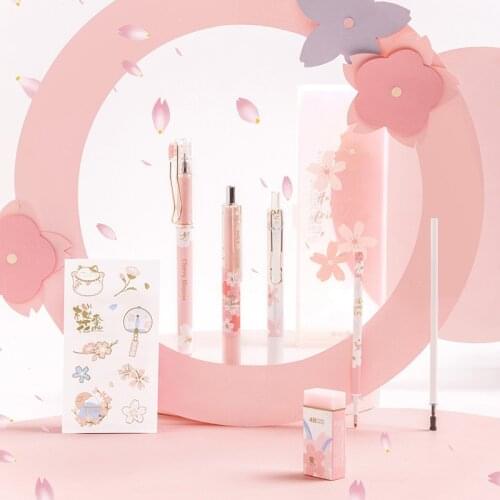 1 set Cute Stationery Set Include PP Box,Gel Pen,Pencil,Eraser 8 In 1 Gift Stationary Office School Set Quick-drying Pen