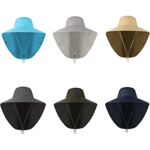 New Outdoor Sunshade Flap Cap Unisex Wide Brim Foldable Mesh Sweatband Neck Cover Bucket Hat Sportswear Fishing Accessories