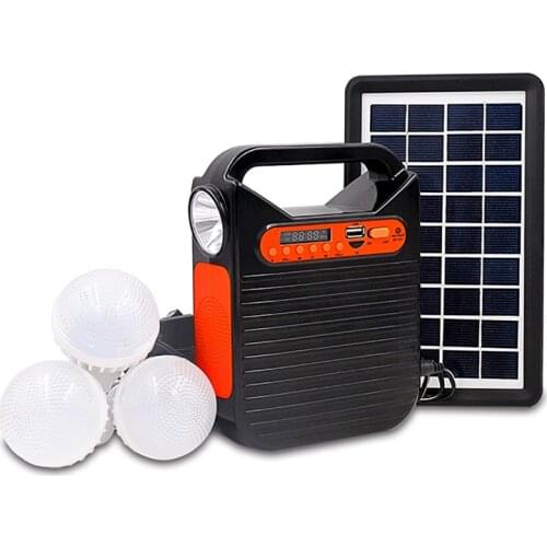 Solar Generator with Flashlight 3LED Bulb Solar Charging Cells Emergency Sun Power Supply Generator Kit with Radio Speaker