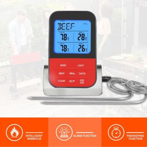 TS-K33 Wireless BBQ Meat Thermometer Digital Grill Oven Thermomet With Timer & Stainless Steel Probe Cooking Kitchen Thermometer