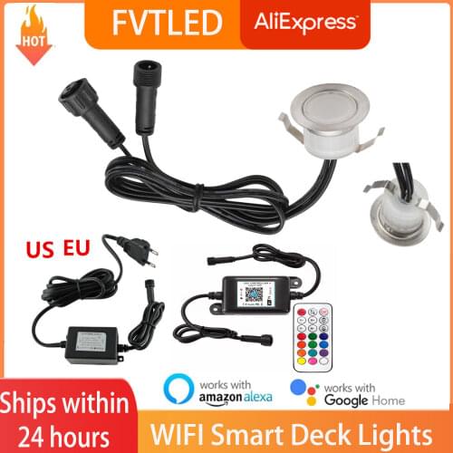 20X Smart WIFI Phone APP Control RGB/RGBW 31mm 12V ip67 Kitchen Stair Step LED Deck Rail Lights for Alexa Echo Google Home IFTTT