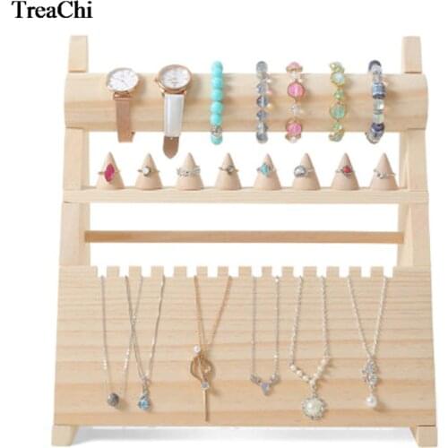Solid Wood Jewelry Display Earring Watch Display Stand Ring Bracelet Jewelry Rack Hanging Necklace Hair Ring Head Rope Storage