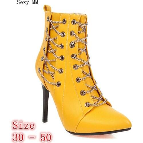 Spring Autumn Women Ankle Boots High Heel Shoes Woman Short Boots Small Plus Size 30 31 32 33 - 40 41 42 43 44 45 46 47 48 49 50