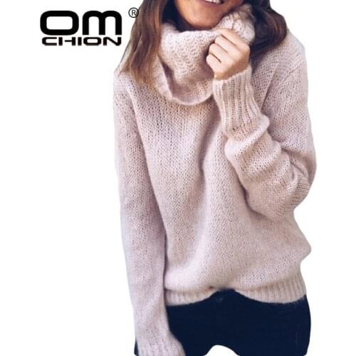 OMCHION Roupas Feminina Christmas Turtleneck Sweater Women Casual Loose Street Knit Pullover 2018 Autumn Korean Jumper LMM122