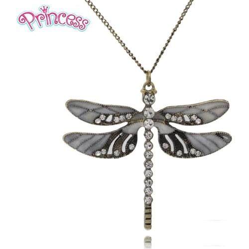 2019 New Women Jewelry Vintage Bronze Dragonfly 2.5"X2.0" Pendant Long Necklace 0EBU Free Shipping