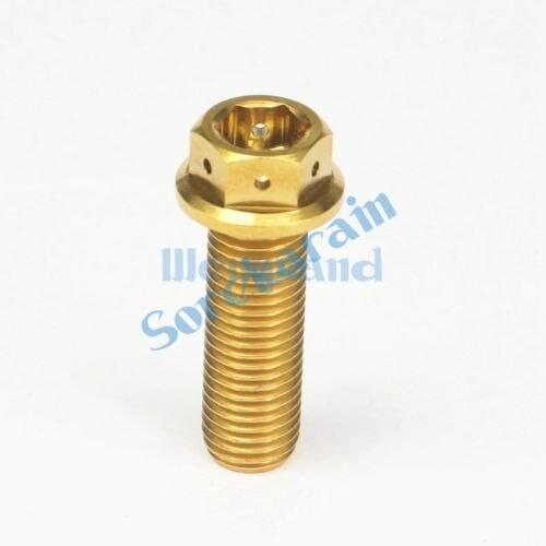 1.25mm Pitch M10x30mm Golden GR5 Titanium Motorcycle Hex Head Flange Bolts