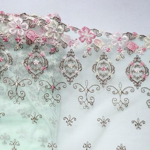 1Meter 24.5CM Wide Soft Mesh Flower Embroidered Lace Fabric Mint Green Trim For Bra Lingerie Underwear Dolls Dress Ribbons DIY
