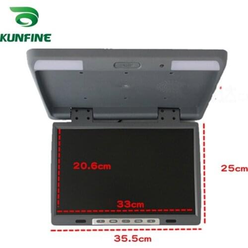 15.4'' Car Roof Monitor LCD Flip Down Screen Overhead Multimedia Video Ceiling Roof mount Display Build in IR/FM Transmitter USB