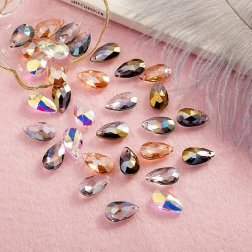 16pcs Multicolor Crystal Beads Teardrop Shape Beads Charms Small Pendants for Glass Beads for Jewelry Making Diy Accessories