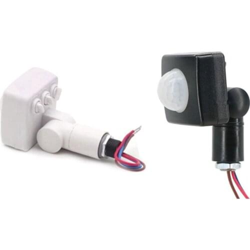 2PCS 220V Mini Human Body Infrared Sensor Infrared Body Sensor Switch LED Flood Light PIR Motion Sensor, White & Black