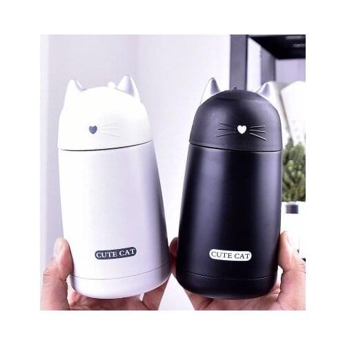 50pcs Cute Cat Thermos Cup Kids Thermo Mug Drinkware Child Water Bottle Stainless Steel Vacuum Flask lin5140