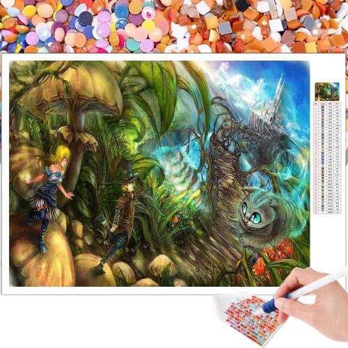 5D DIY Diamond Painting Disney Cartoon Wonderland Mosaic Embroidery Cross Stitch Kit Art Hobby Gift Round Square Rhinestone Home