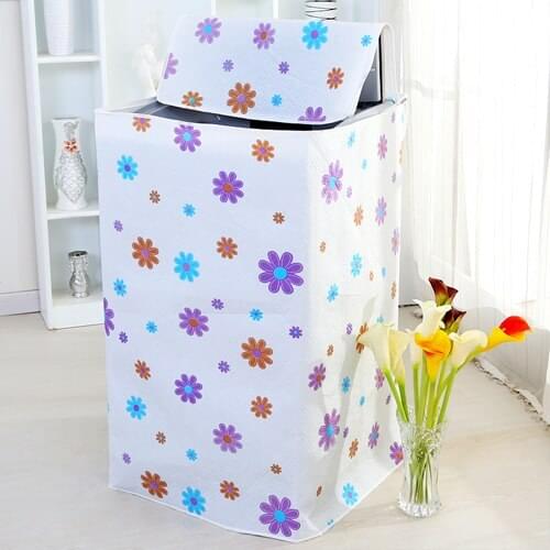 PEVA Floral Washing Machine Cloth Dust Cover Waterproof Sunscreen Washing Machine Protective Cover Case Zipper Automatic Roller