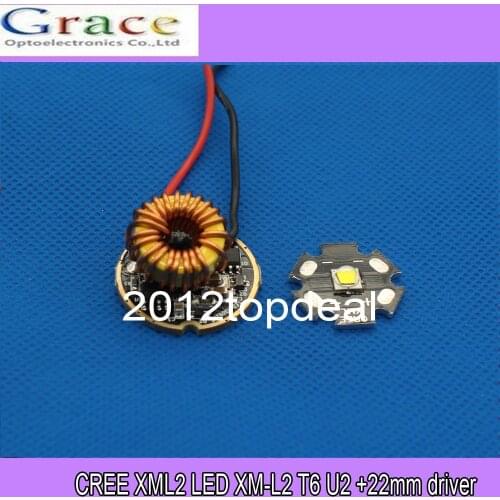 CREE XML2 LED XM-L2 T6 U2 10W WHITE Neutral White Warm White LED Emitter 20MM Aluminum PCB+Input 12V LED driver