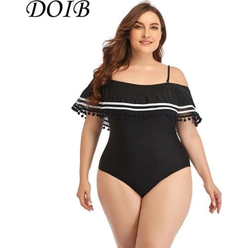 DOIB Women Push Up Swimsuit Sexy Spaghetti Strap Plus Size One Piece Tassel Monokini Swimwear Bikini 2021 Femle Beachwear