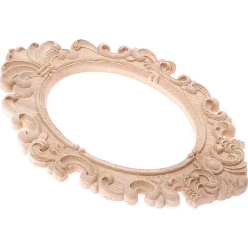 Solid Wood Door Heart Flower Decor 31*20cm Oval Decal Vintage Carved Applique Onlay Woodcarving Hollow Lace Furniture Ornament