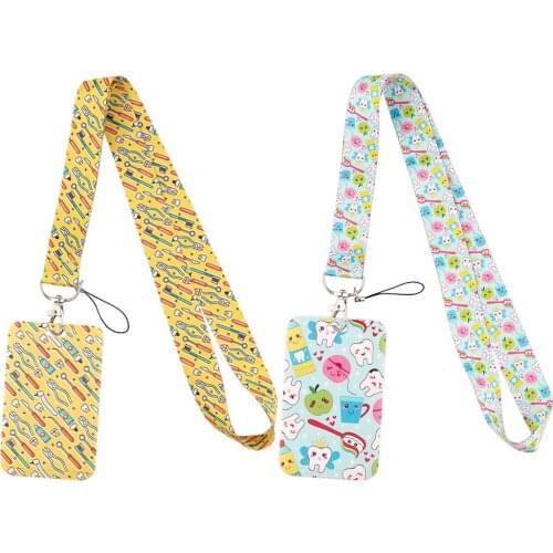 Flyingbee X2145 Dental Care Equipment Tooth Card Holder ID Holder Bus Card Holder Staff Card Lanyard For Key Phone DIY Hang Rope