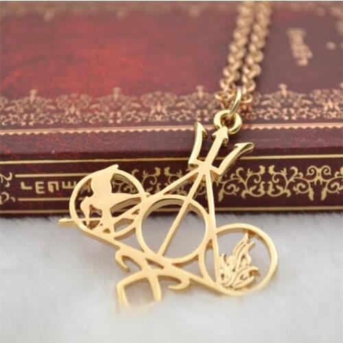 Hunger Games The Mortal Instruments City of Bones Divergent Percy Jackson Shadowhunters Movie Necklace Gold Pendant Wholesale