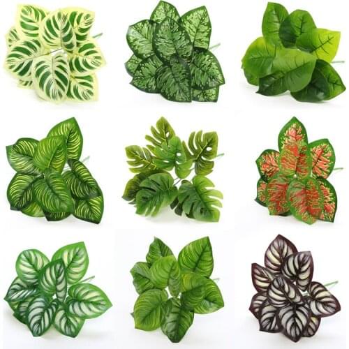 Artificial Flower Green Plant Potted Wall Decoration Simulation Plant Leaf Background Wall Flower Arrangement Material