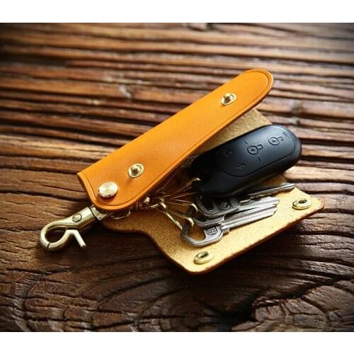 2021 Genuine Leather Key Wallet Holder For Men Male Cowhide Vintage Handmade Car Key Pouch Case Keychain Organizer Housekeeper