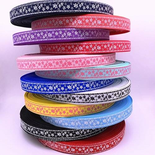 5yards 15mm Grosgrain Printed Flowers Ribbons for Wedding Christmas Party Decorations DIY Bow Craft Ribbons Supplies