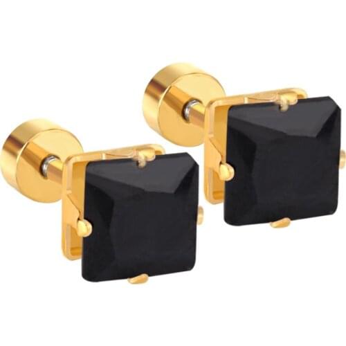 LUXUKISSKIDS Square Crystal Kids CZ Stud Earrings For Women Men Fashion Jewelry Stainless Steel Earings pendientes oorbellen