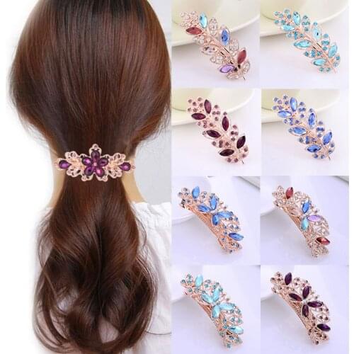 Fashion Crystal Hairpins For Women Sequin Rose Flower Hair Bows Hair Barrettes With Clips Rhinestone Girls Hair Accessories