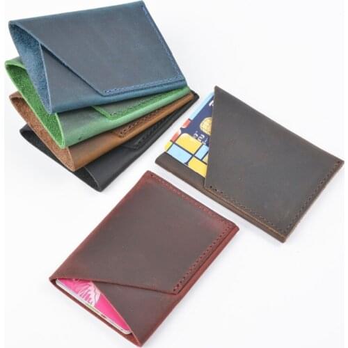 2021 Leather Mens Wallet Case Handmade Id Card Holder Distress Card Holder